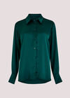 Long Sleeve Satin Shirt, Green, large