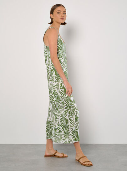 Leaf Print Wide Leg Jumpsuit