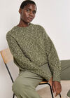 Flecked Knit Chunky Jumper, Khaki, large