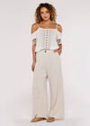 Embroidered Cut-Out Shoulder Top, White, large