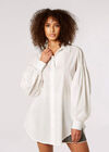 Balloon Sleeve Cotton Shirt, White, large