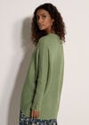 Chevron Knit Batwing Jumper, Green, large