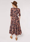 Paisley Tiered Midi  Dress, Navy, large