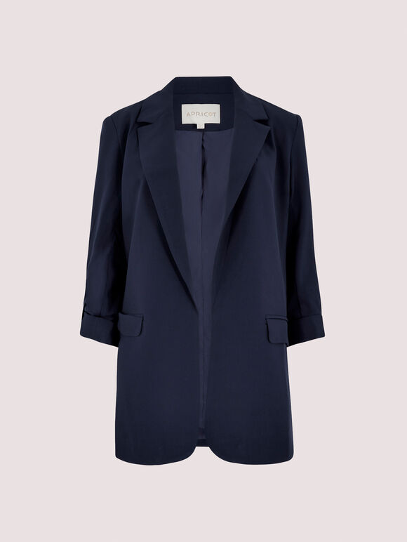 Turn up Sleeve Blazer, Navy, large