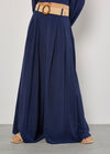 Pleated Palazzo Trousers With Belt, Navy, large