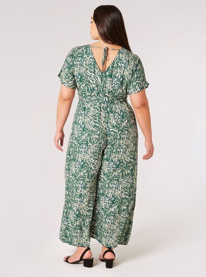 Curve Leaf Print Jumpsuit