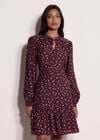 Ditsy Floral Mini Skater Dress, Burgundy, large
