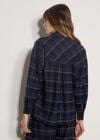 Oversized Check Print Shirt, Navy, large