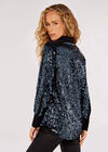 Sequin Button Down Shirt, Dark Grey - Charcoal, large