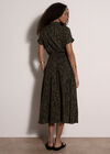 Animal Spot Print Shirt Midi Dress, Khaki, large