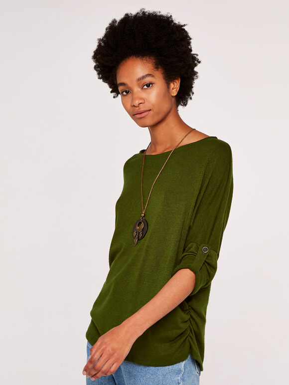 Ruched Side Top, Green, large