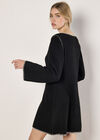 Blanket Stitch Knitted Swing Mini Dress, Black, large
