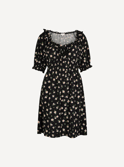 Floral Ruffle Milkmaid Mini Dress