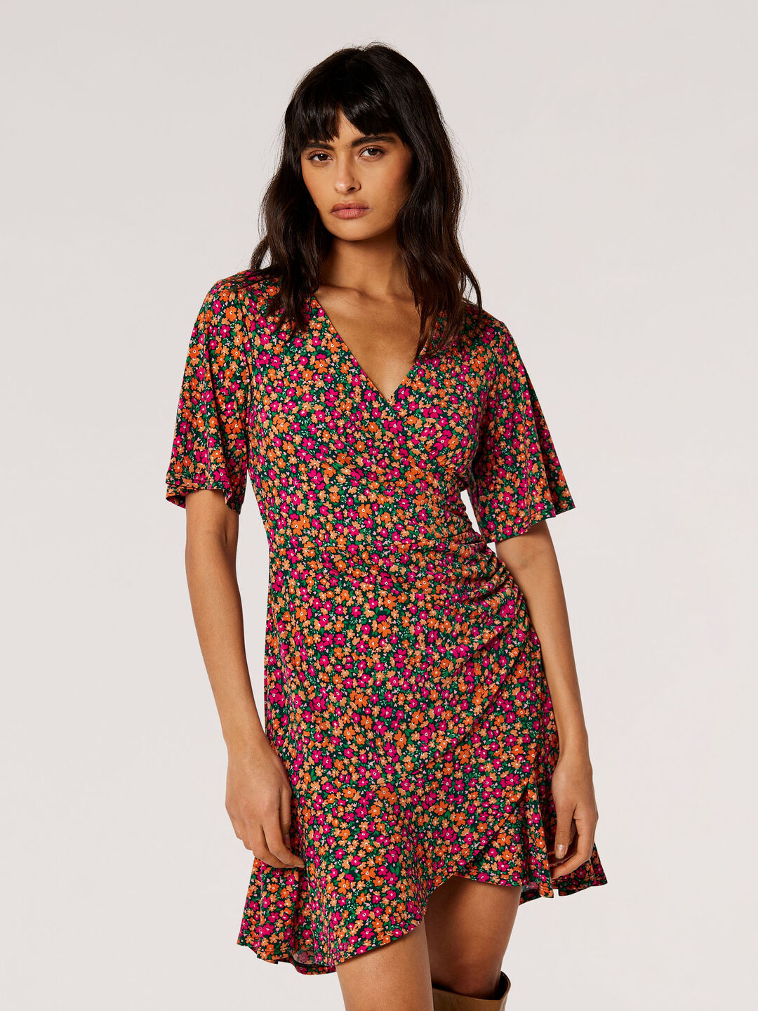 Ditsy Floral Wrap Mini Dress
