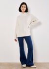 Rhinestone Embellished Fine Knit Jumper, Cream, large