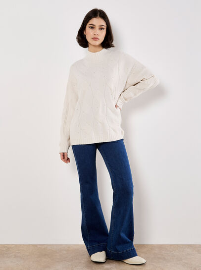 Rhinestone Embellished Fine Knit Jumper