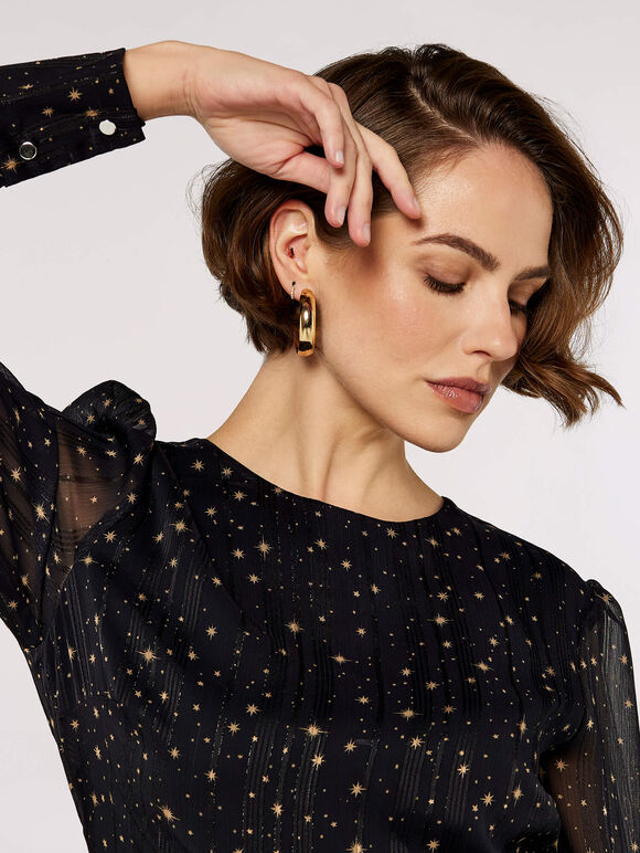 Mini Star Lurex Dress, Black, large