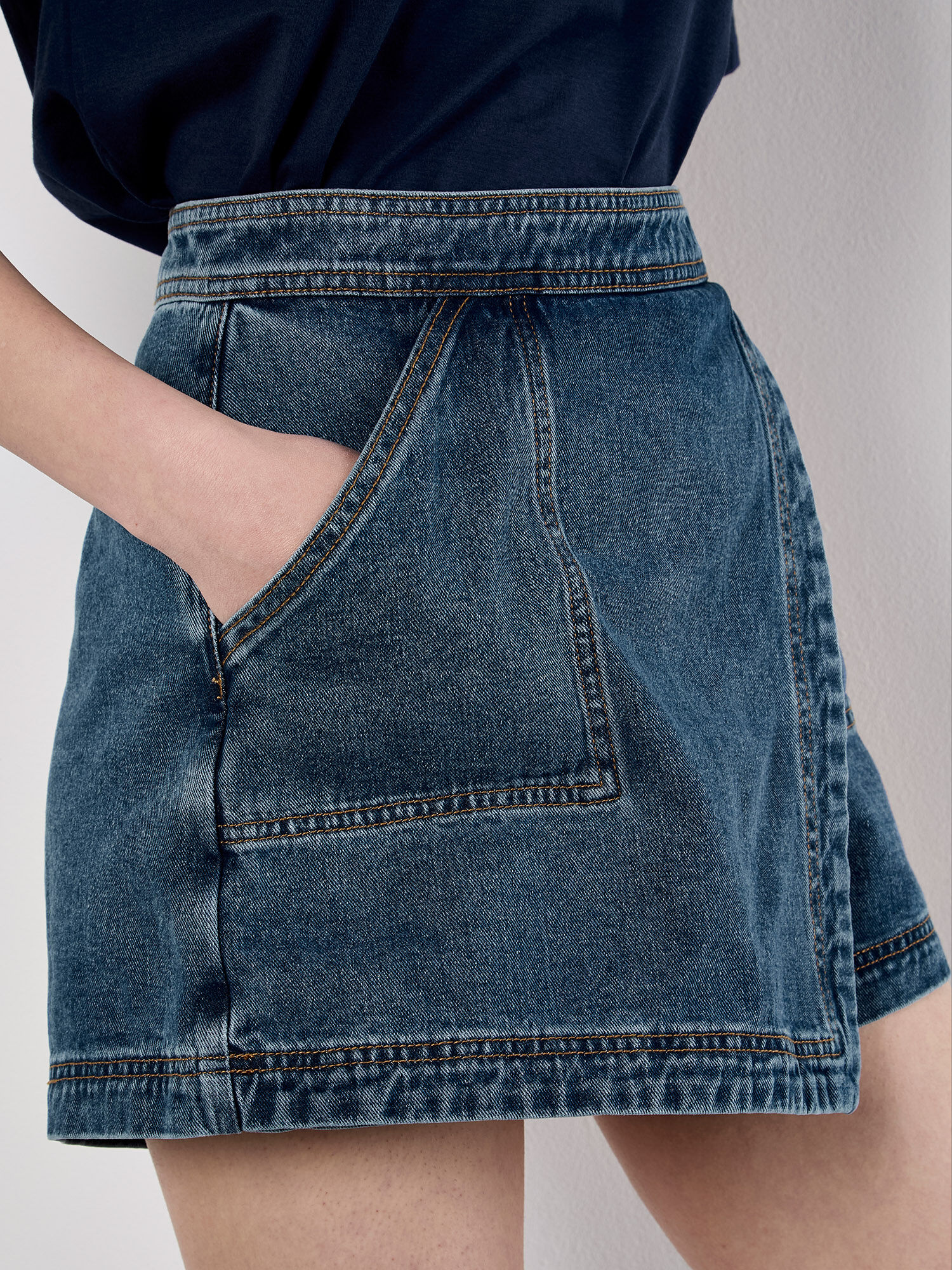 Denim Wrap Mini Skort | Apricot Clothing