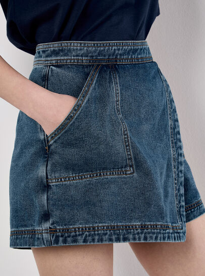Denim Wrap Mini Skort