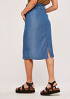 Denim Paperbag Button Through Midi Skirt, Blue, large