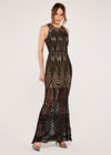 Embroidered Maxi Dress, Black, large