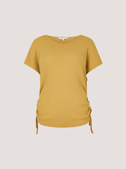 Waffle Knit Ruched T-Shirt
