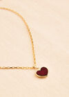 24K Gold Plated Red Heart Necklace, Gold, large
