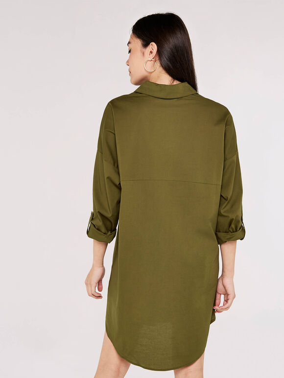 Oversized Shirt Mini  Dress, Khaki, large