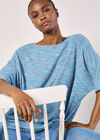 Multi-Coloured Waffle Knit Longline Top, Blue, large