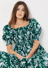 Milchmädchen-Midaxi-Kleid aus Rosenbaumwolle, Grün, Größe L