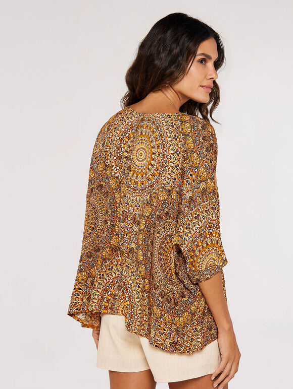 Moroccan Mandala Oversized Top, Mustard, large