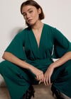 Jersey Crepe Straight-Leg Jumpsuit, Green, large