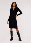 Knitted Split Mini Dress, Black, large