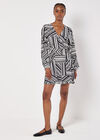 Mixed Stripes Mini Wrap Dress, Black, large