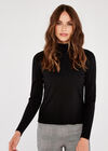 Tiny Rib Roll Neck Jumper, Black, large