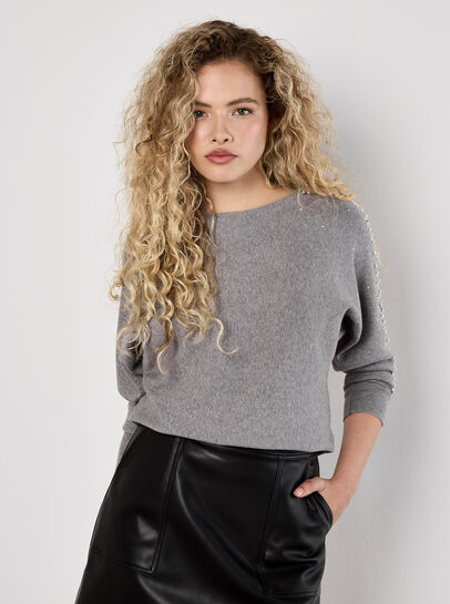 Pearl And Gem Embellished Jumper