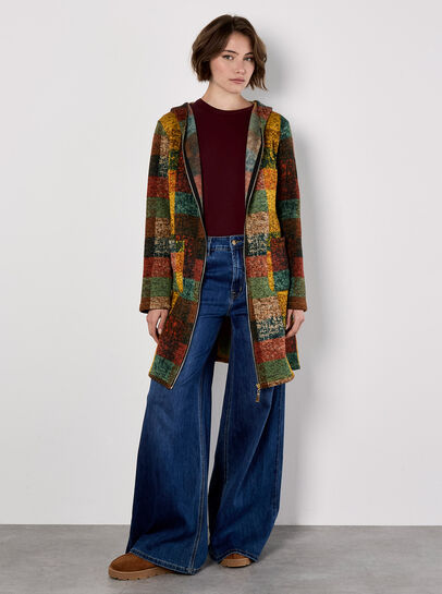 Colourful Check Hooded Coatigan