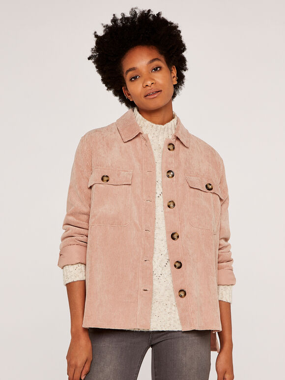 Corduroy Shacket, Pink, large