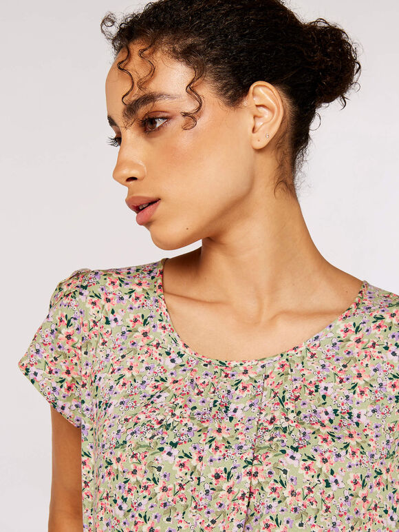 Watercolour Tulip Sleeve Top, Mint, large