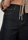 Aiko Dark Wash Barrel Jeans, Blue, large