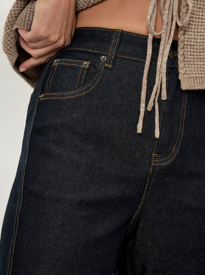 Aiko Dark Wash Barrel Jeans