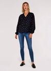 Scribble Print  Blouse, Navy, large