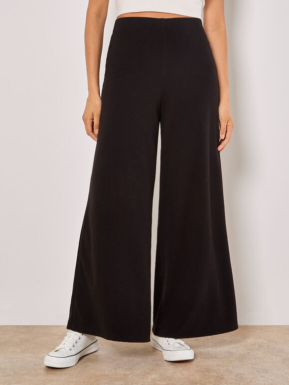 Soft Touch Wide Leg Joggers, Black, large