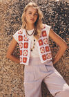 Crochet Squares Vest Top, Red, large