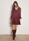 Satin Skater Mini Dress, Burgundy, large