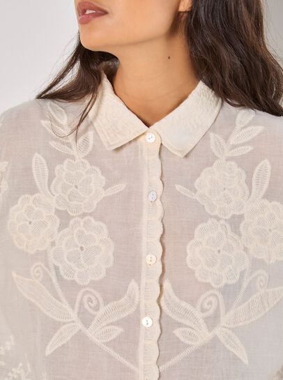 Floral Embroidered Cotton Shirt