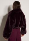 Luxe Faux Fur Short Jacket, Burgundy, large