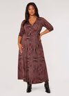 Curve Scarf Print Midaxi Dress, Burgundy, large