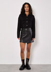 Faux Leather Mini Skirt, Black, large
