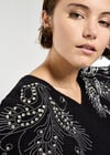 Diamante Feathers Fine Knit Jumper, Black, large